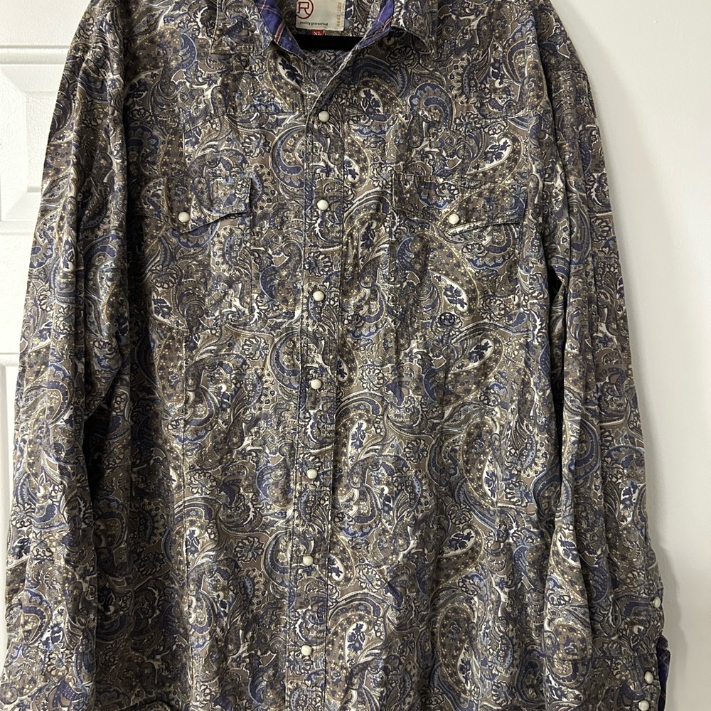 Roper Blue and Gray Paisley Button-Down Shirt western wear
